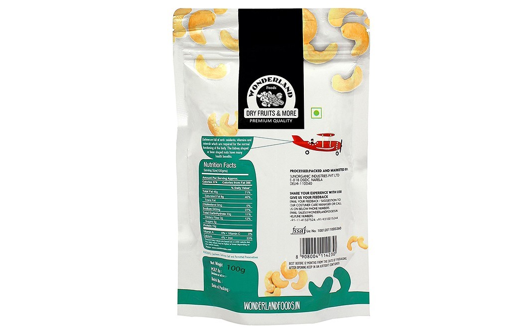 Wonderland Roasted & Salted Cashews   Pack  100 grams